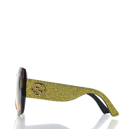 Gucci Square Frame GG0102S Sunglasses Glitter Gold Multi 3 of 8