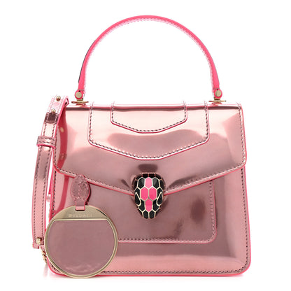 Bulgari Metallic Calfskin Serpenti Forever Top Handle Pink 3 of 10