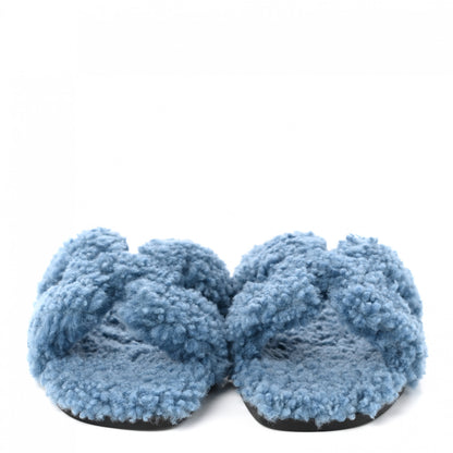 Hermes Woolskin Oran Sandals 36 Bleu 2 of 8