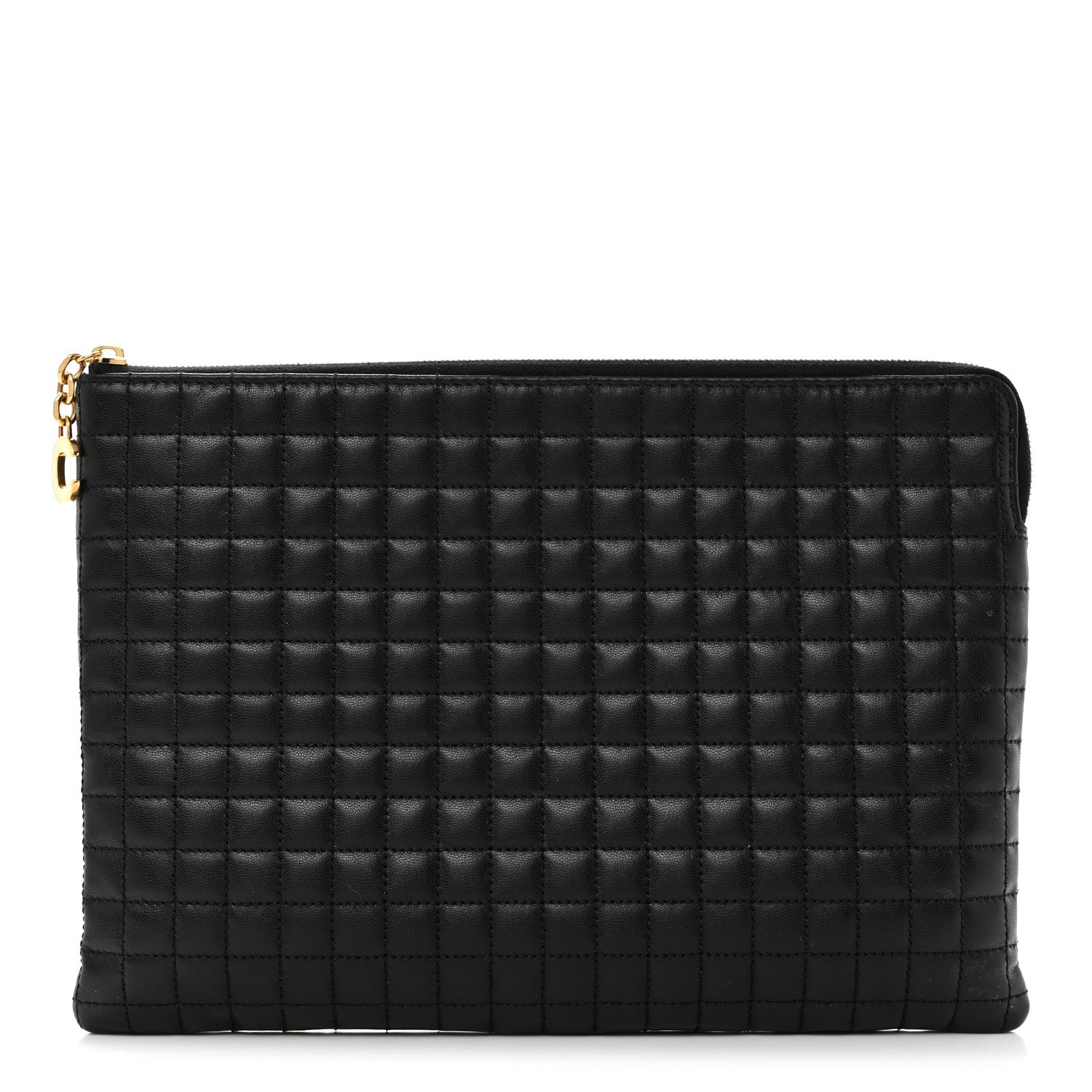 Celine Calfskin Quilted C Charm Pouch Black 1 of 9