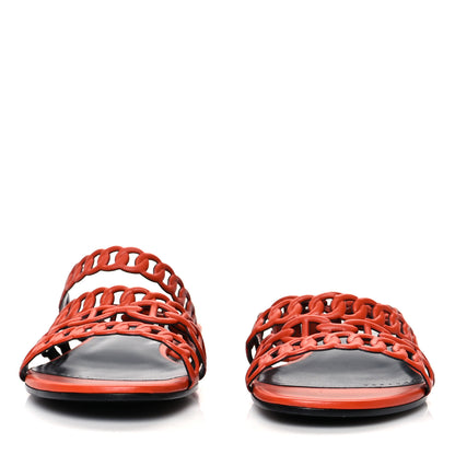 Hermes Nappa Nude Sandals 37.5 Orange Brulee 2 of 7