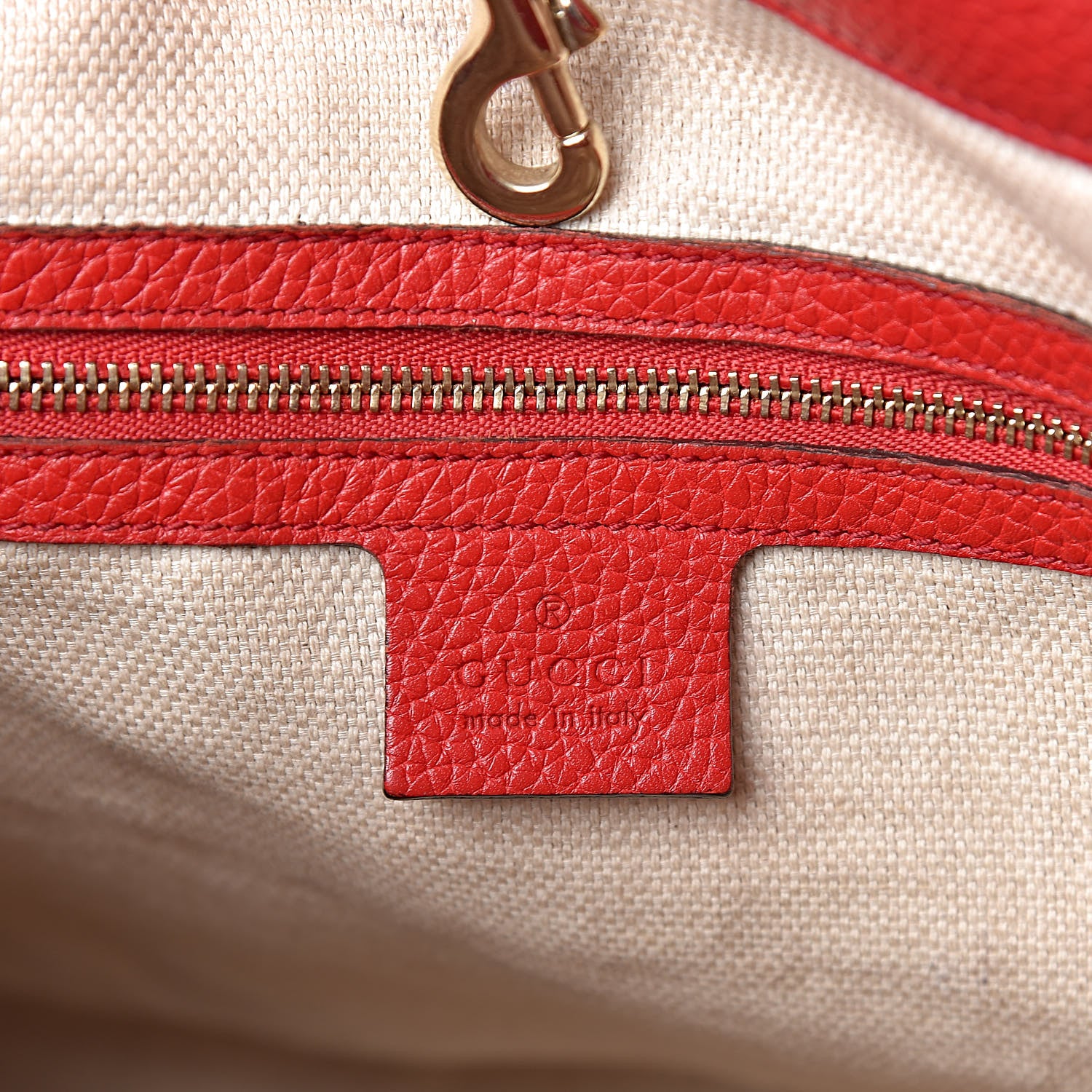 Gucci Pebbled Calfskin Medium Soho Chain Shoulder Bag Tabasco Red 6 of 12