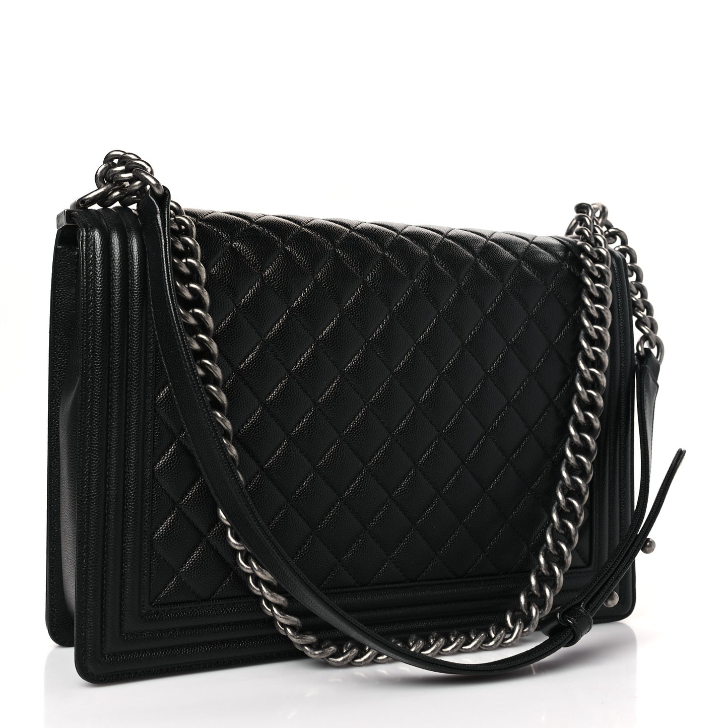 Caviar Quilted Large Boy Flap Black