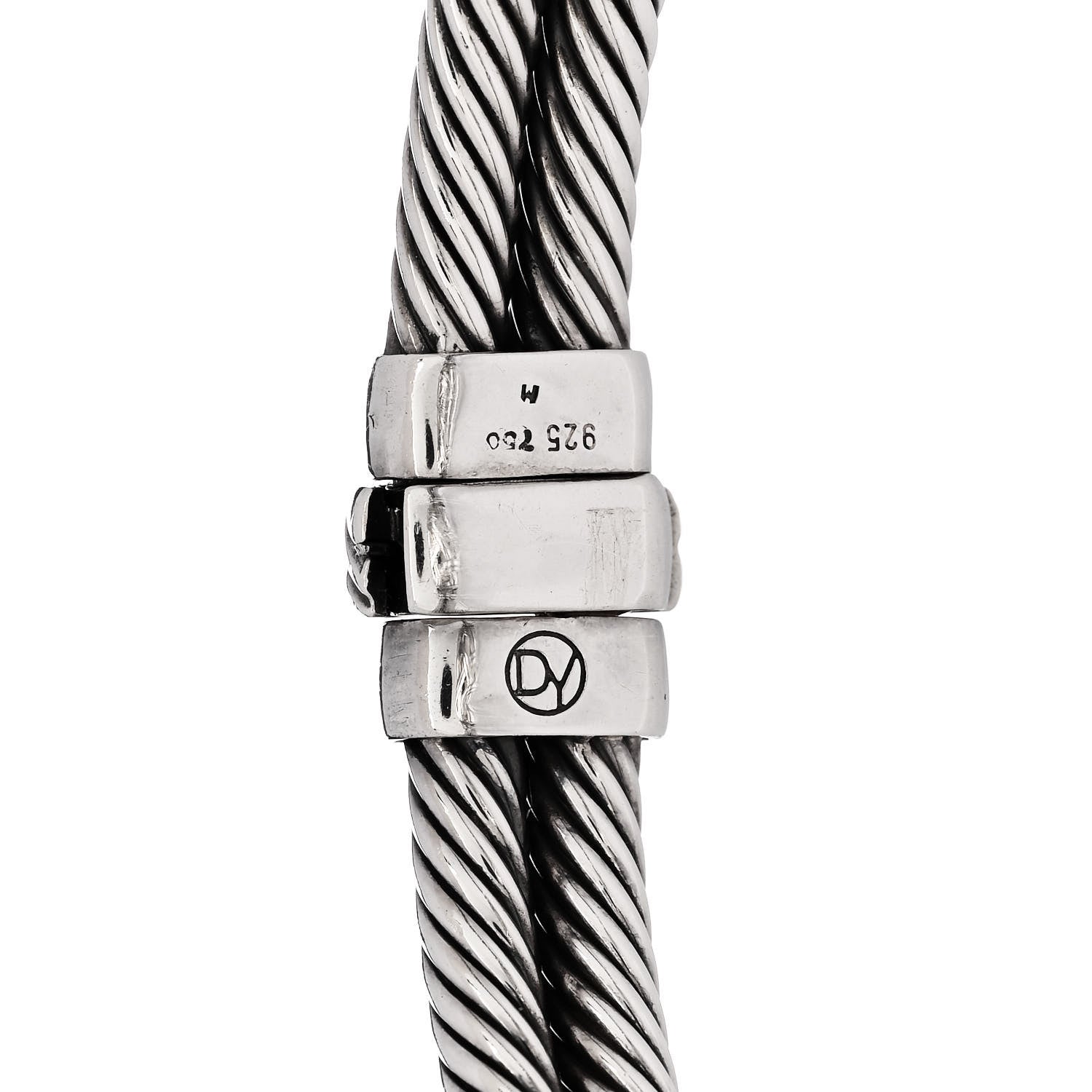 David Yurman Sterling Silver 18K Yellow Gold Diamond Citrine Elongated Albion Cable Bracelet 4 of 4