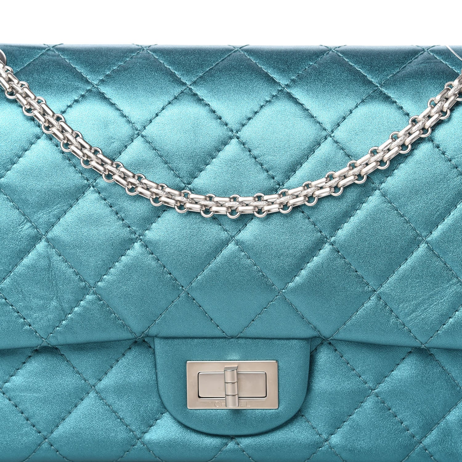 Chanel Metallic Calfskin Quilted 2.55 Reissue 226 Flap Turquoise 10 of 11