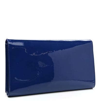 Saint Laurent Patent Calfskin Monogram Large Belle De Jour Clutch Royal Blue 3 of 7