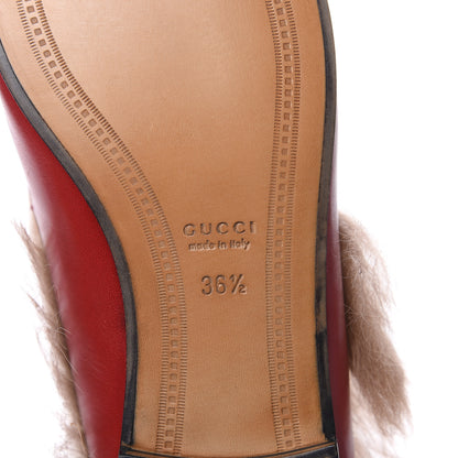 Gucci Malaga Kid Fur Womens Jordaan Loafers 36.5 Hibiscus Red Natural 6 of 10