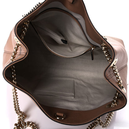 Gucci Pebbled Calfskin Medium Soho Chain Shoulder Bag Camelia 5 of 11