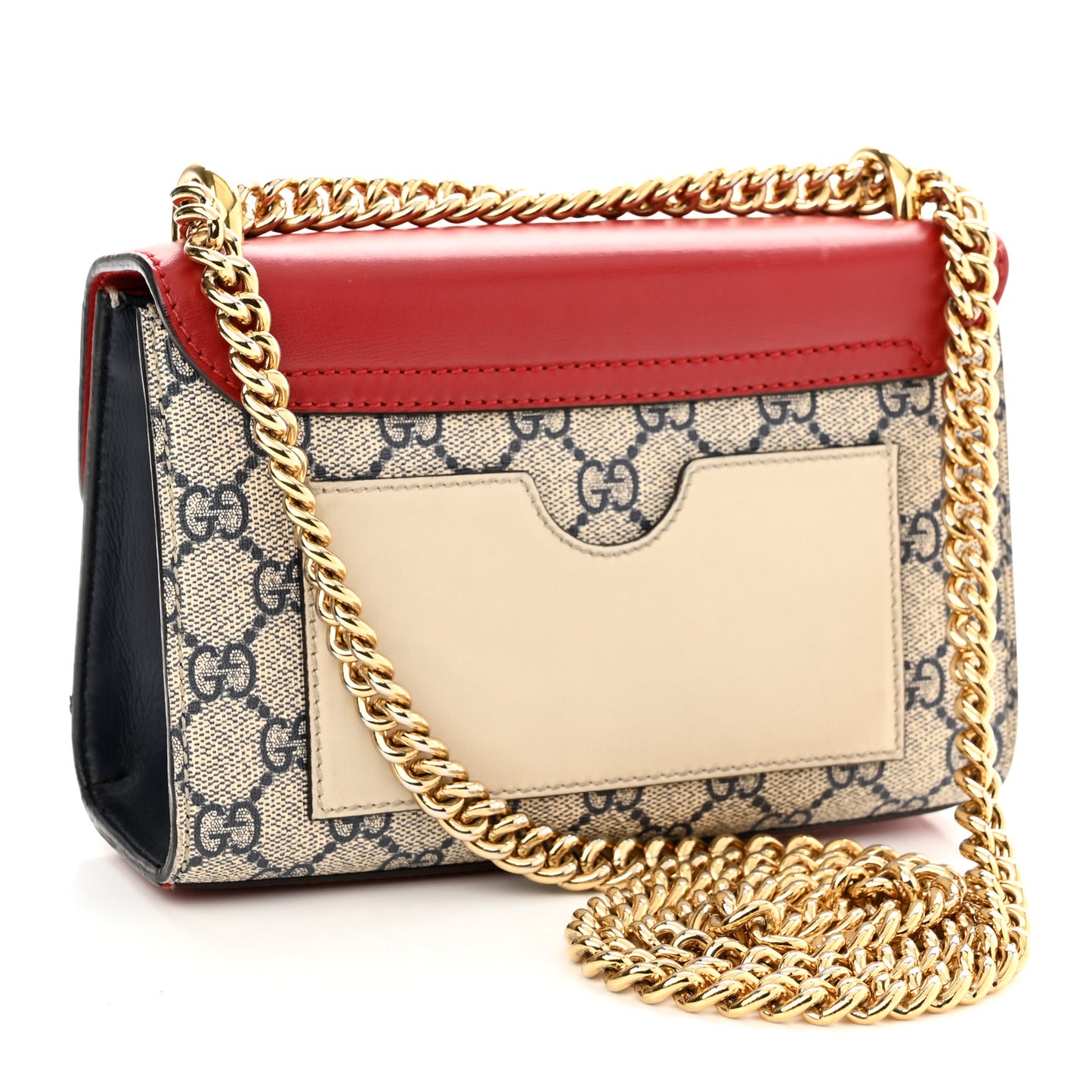 GG Supreme Monogram Moon Calfskin Small Padlock Shoulder Bag Beige Blue Hibiscus Red Mystic White