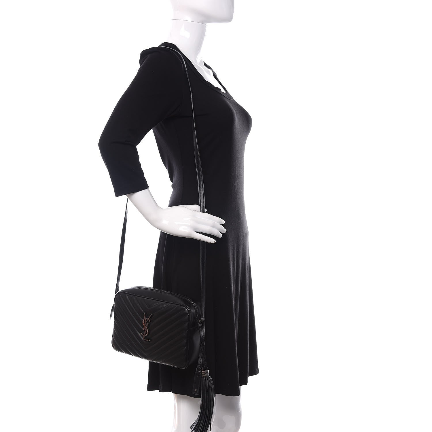 Saint Laurent Calfskin Matelasse Monogram Lou Camera Bag Black 2 of 9