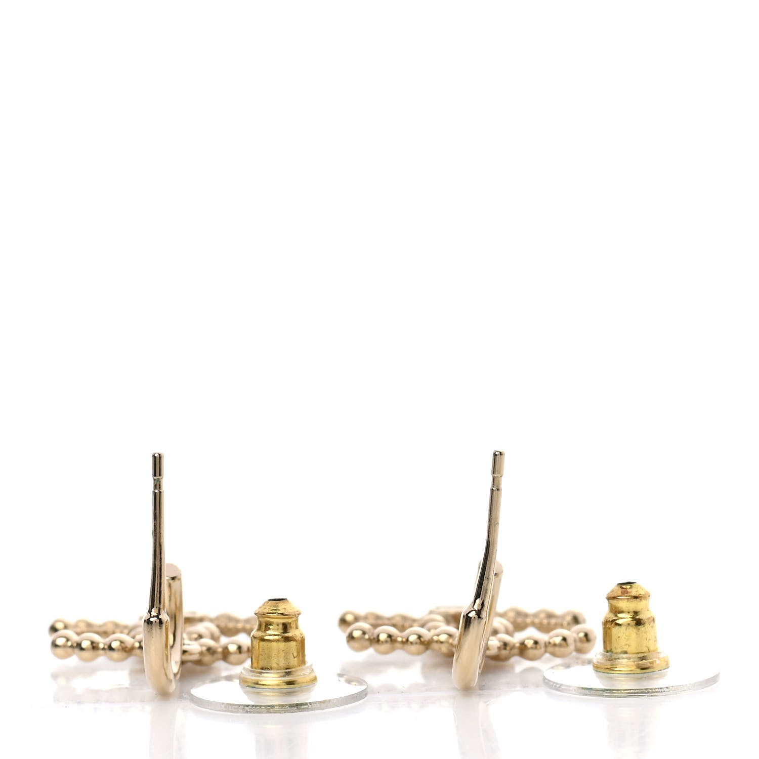 Chanel Metal Bead CC Drop Earrings Gold 3 of 5