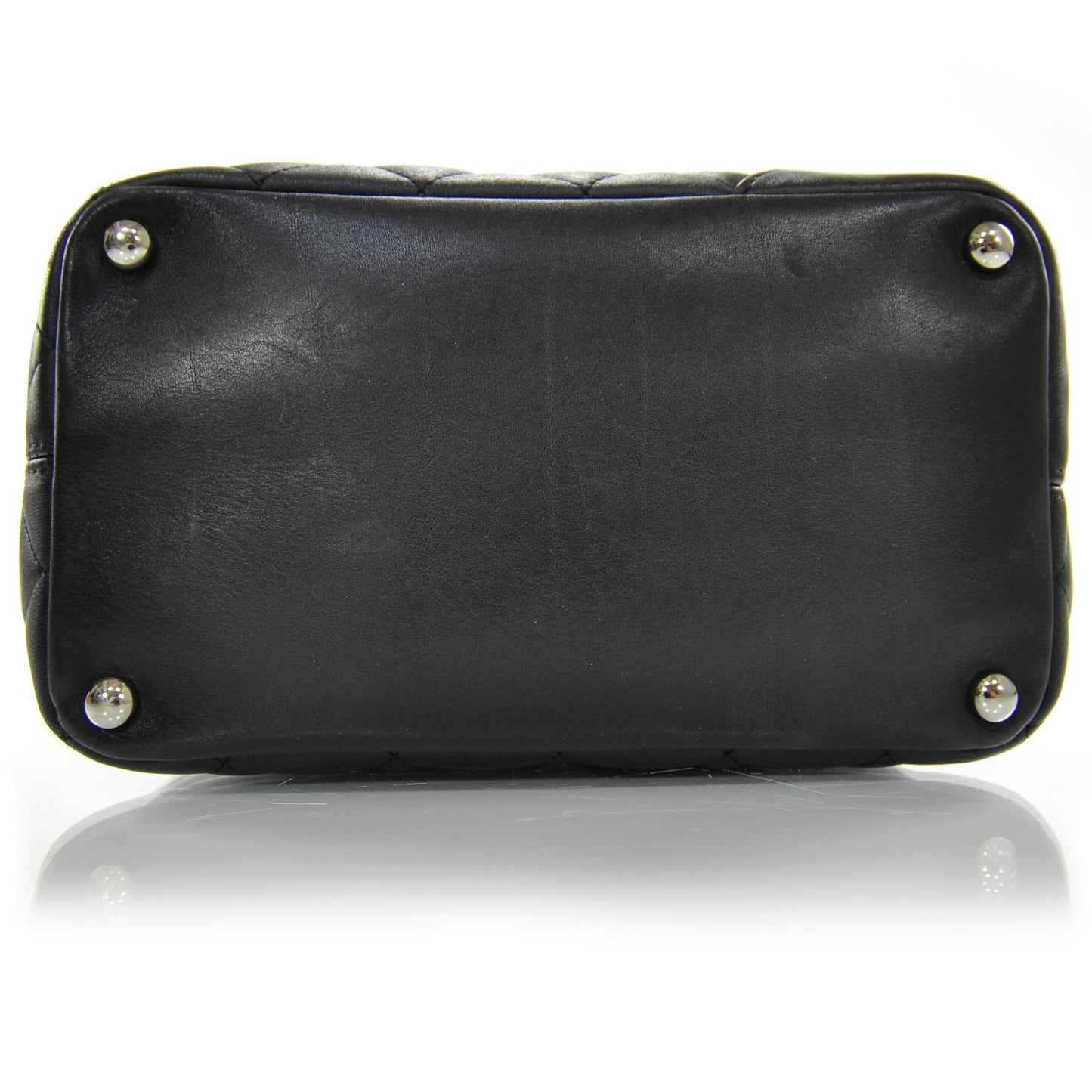 Calfskin Quilted Medium Cambon Tote Black White