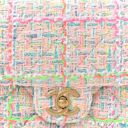 Chanel Tweed Quilted Baywatch Top Handle Flap Light Pink Green Orange Purple 8 of 10