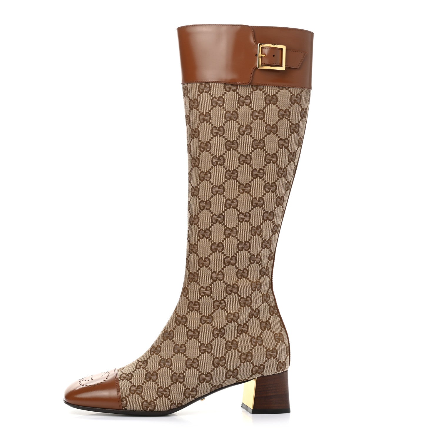 Gucci Monogram Cordovan Lux GG Knee High Boots 38 Beige Cuir 1 of 10