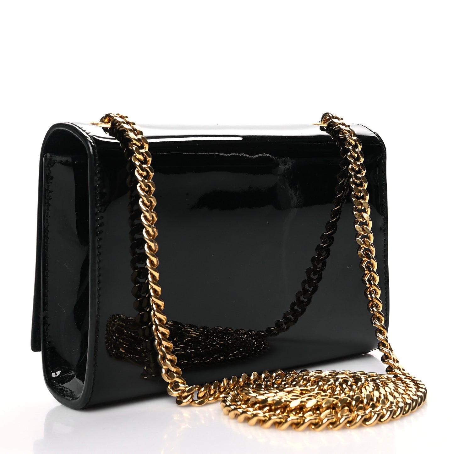 Patent Small Classic Monogram Kate Tassel Satchel Black