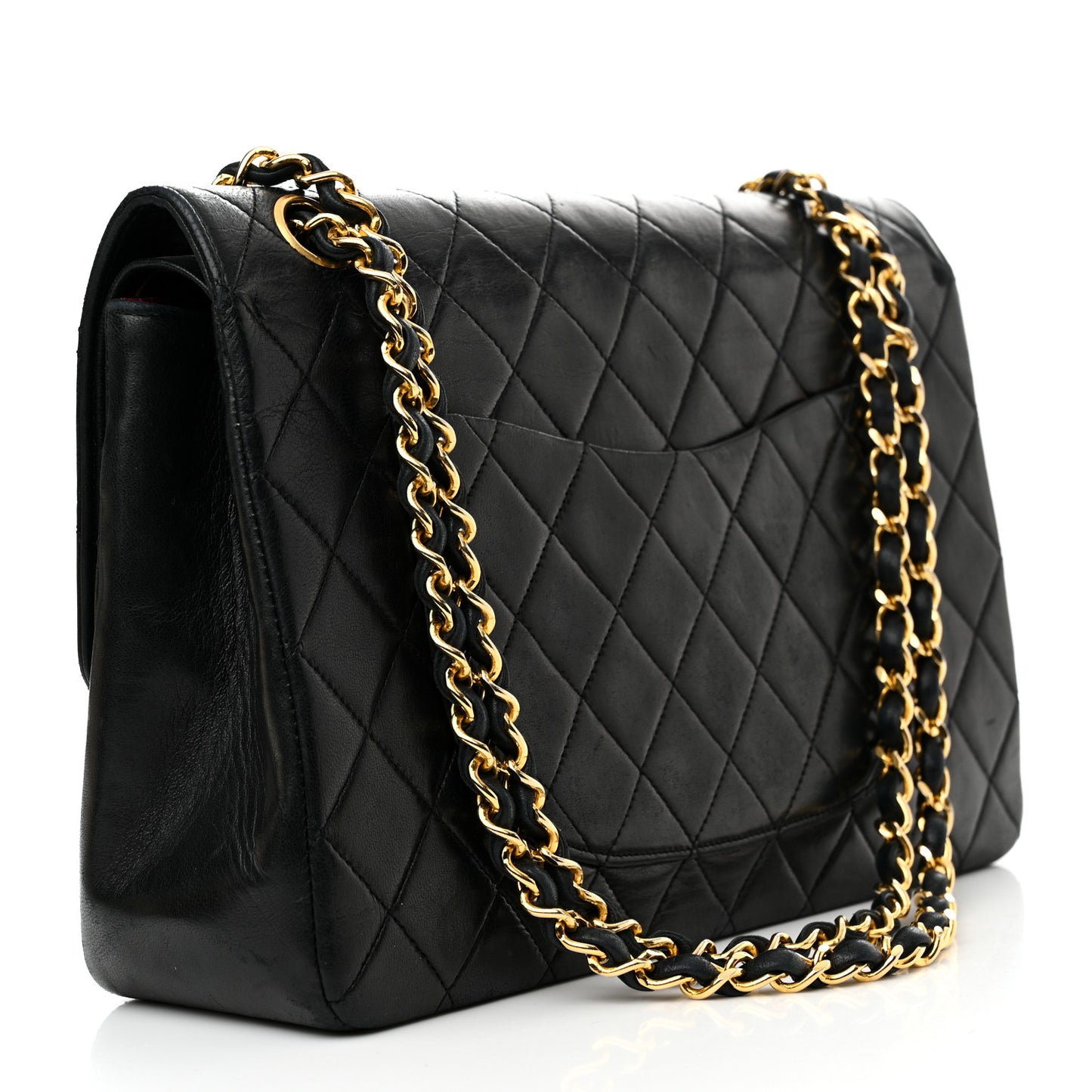 Lambskin Quilted Medium Double Flap Black