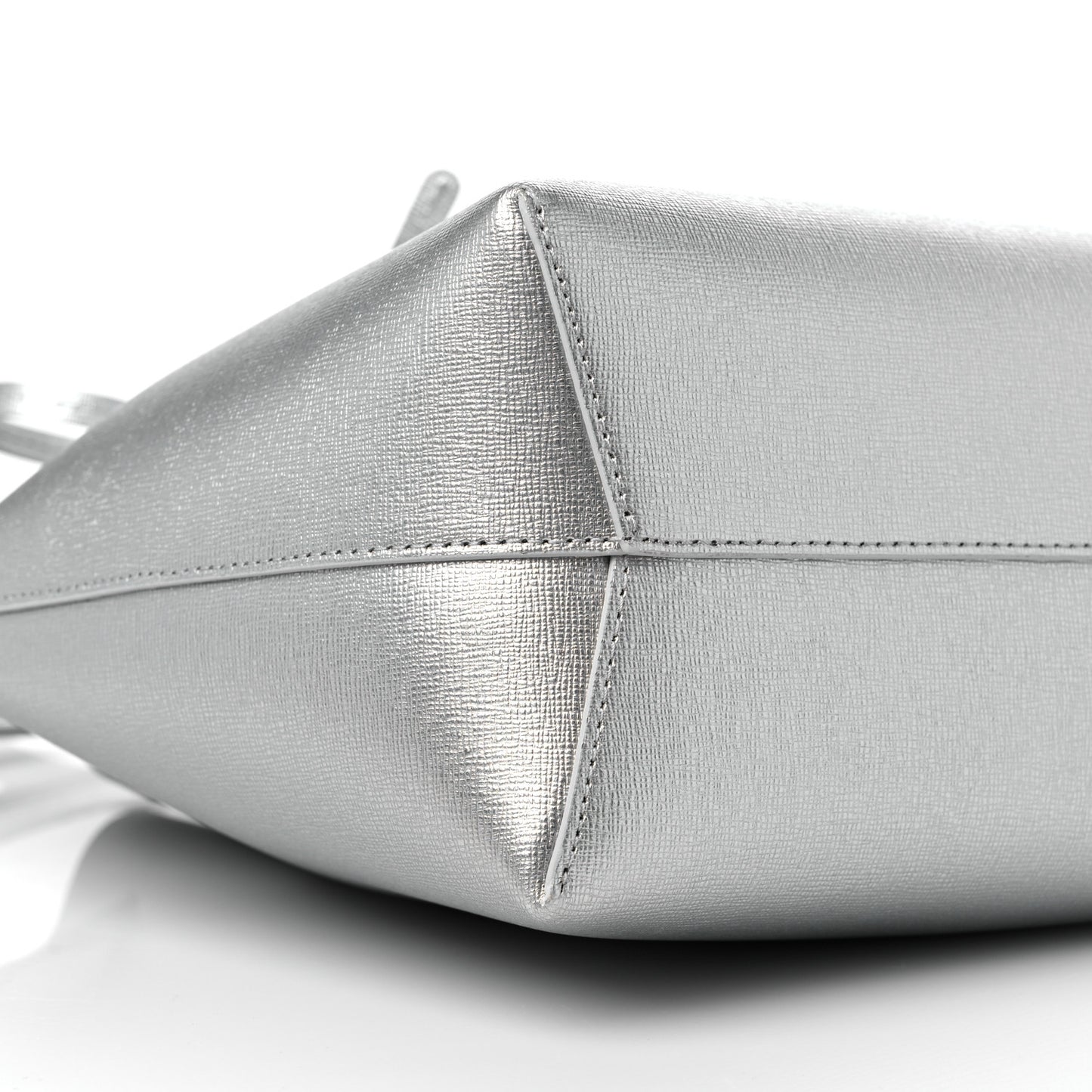 Metallic Calfskin Bucket Bag Silver
