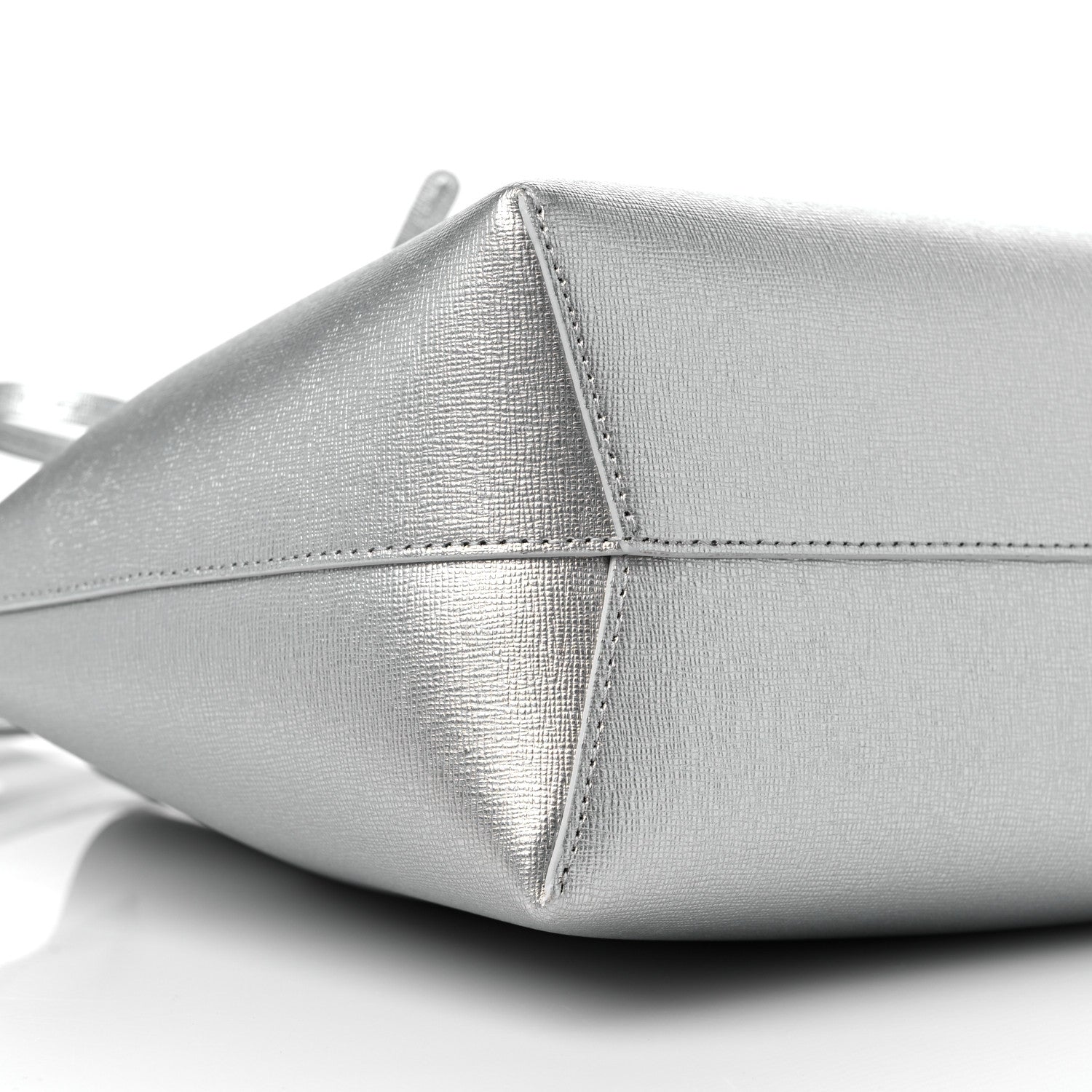 Mansur Gavriel Metallic Calfskin Bucket Bag Silver 6 of 10