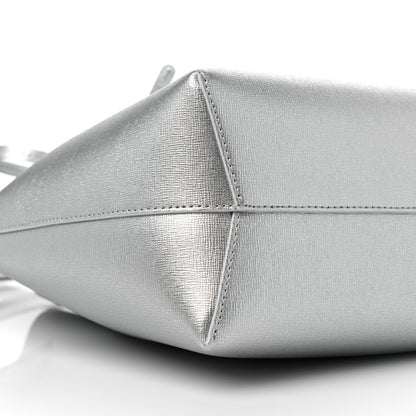 Mansur Gavriel Metallic Calfskin Bucket Bag Silver 6 of 10