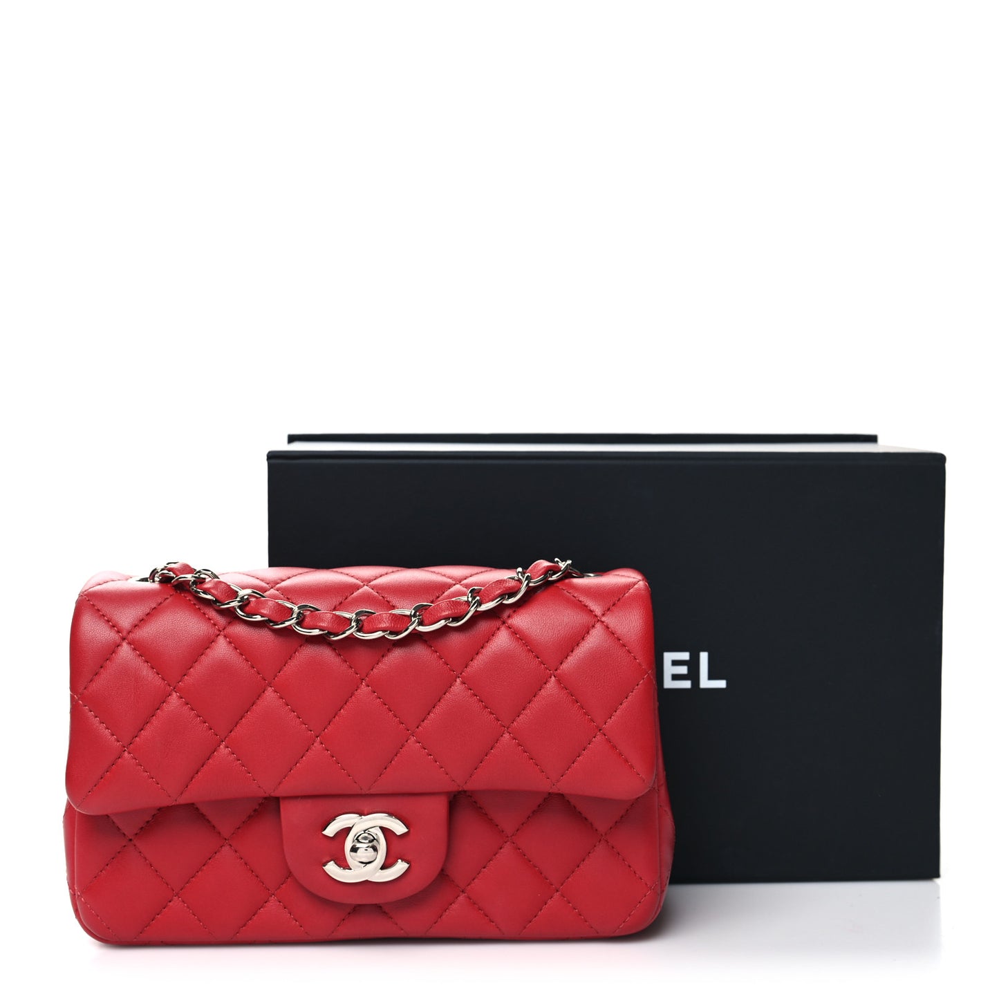 Lambskin Quilted Mini Rectangular Flap Red