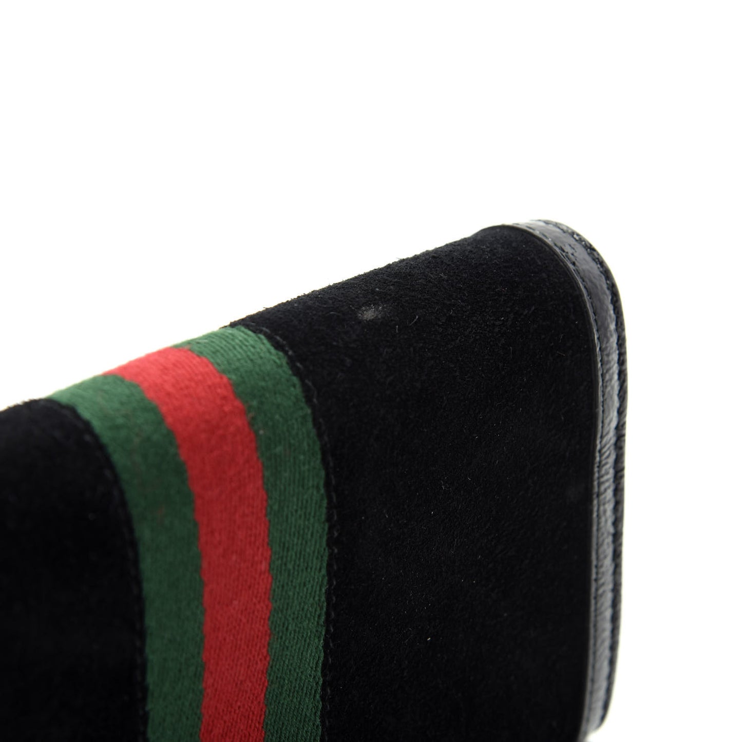 Suede Patent GG Web Ophidia Continental Wallet Black