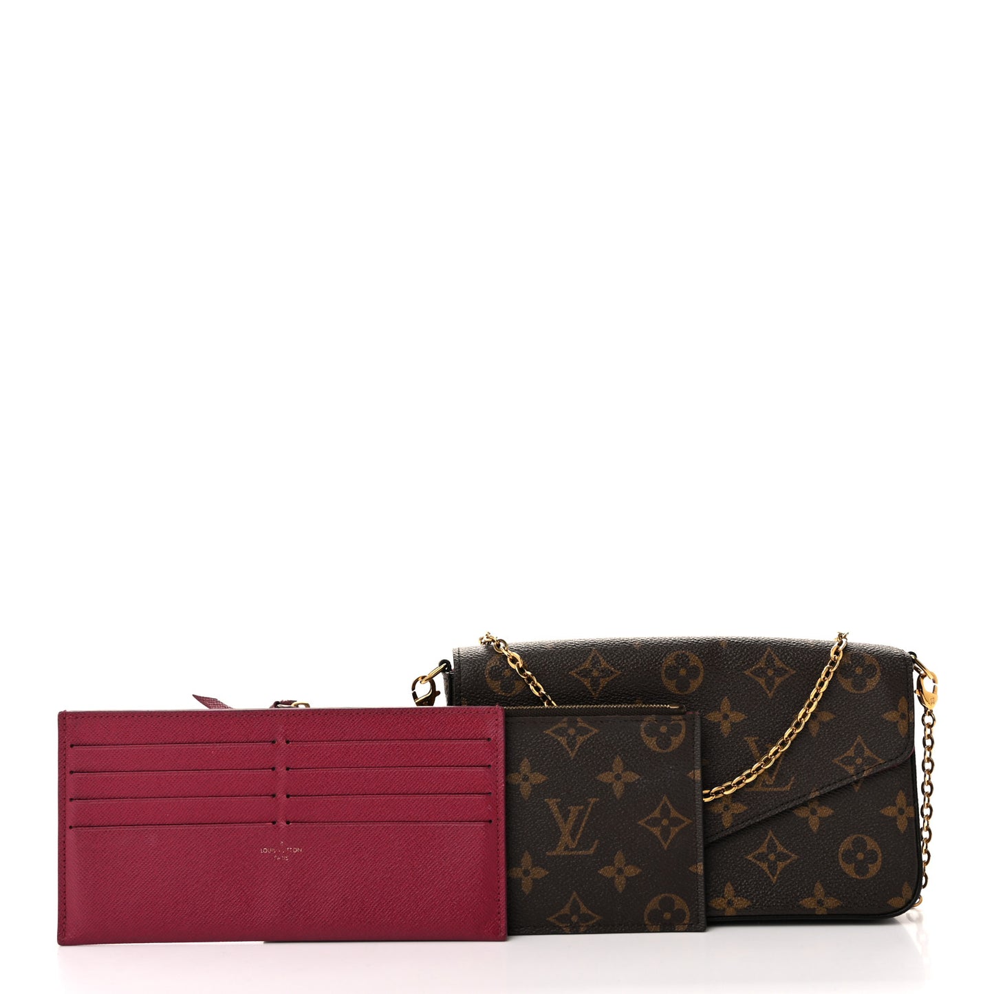 Monogram Pochette Felicie Chain Wallet Fuchsia