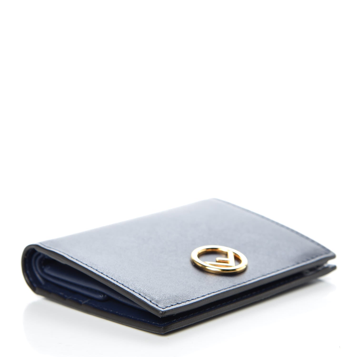 Fendi Vitello Liberty Lucido F is Fendi Compact Bi-Fold Wallet Blueberry 4 of 9