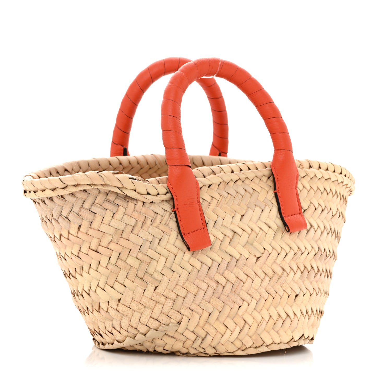 Raffia Small Grain Calfskin Medium Marcie Basket Orange