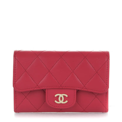 Chanel Lambskin Quilted Flap Card Holder Dark Pink 1 of 9