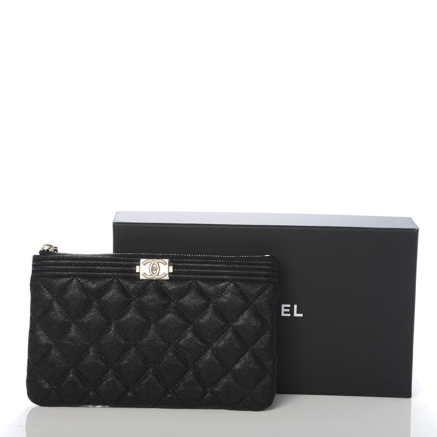 Chanel Caviar Quilted Classic Zip Boy Pouch Black 8 of 8