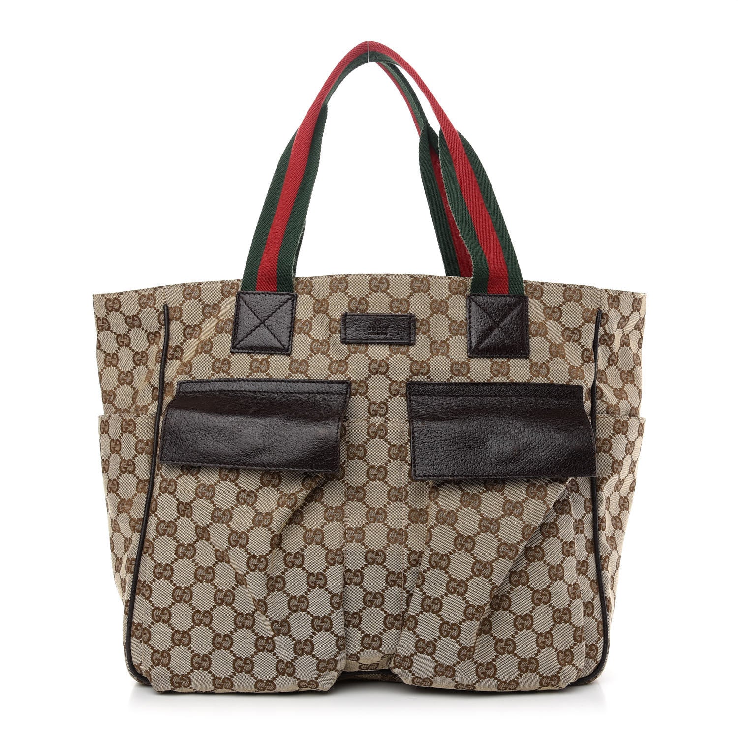 Gucci GG Monogram Medium Web Handle Tote Dark Brown 1 of 9