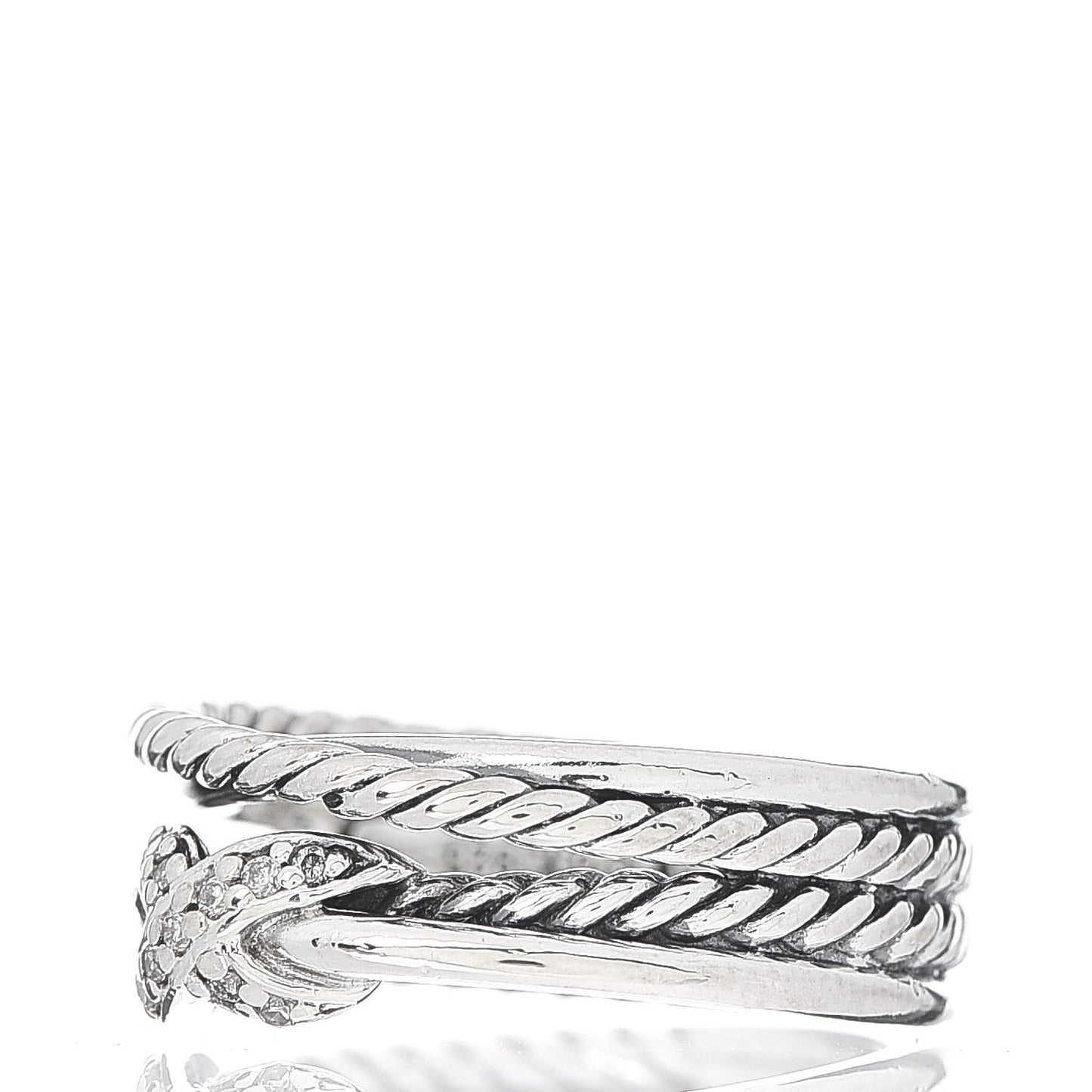 Sterling Silver Diamond X Crossover Ring 49 4.75