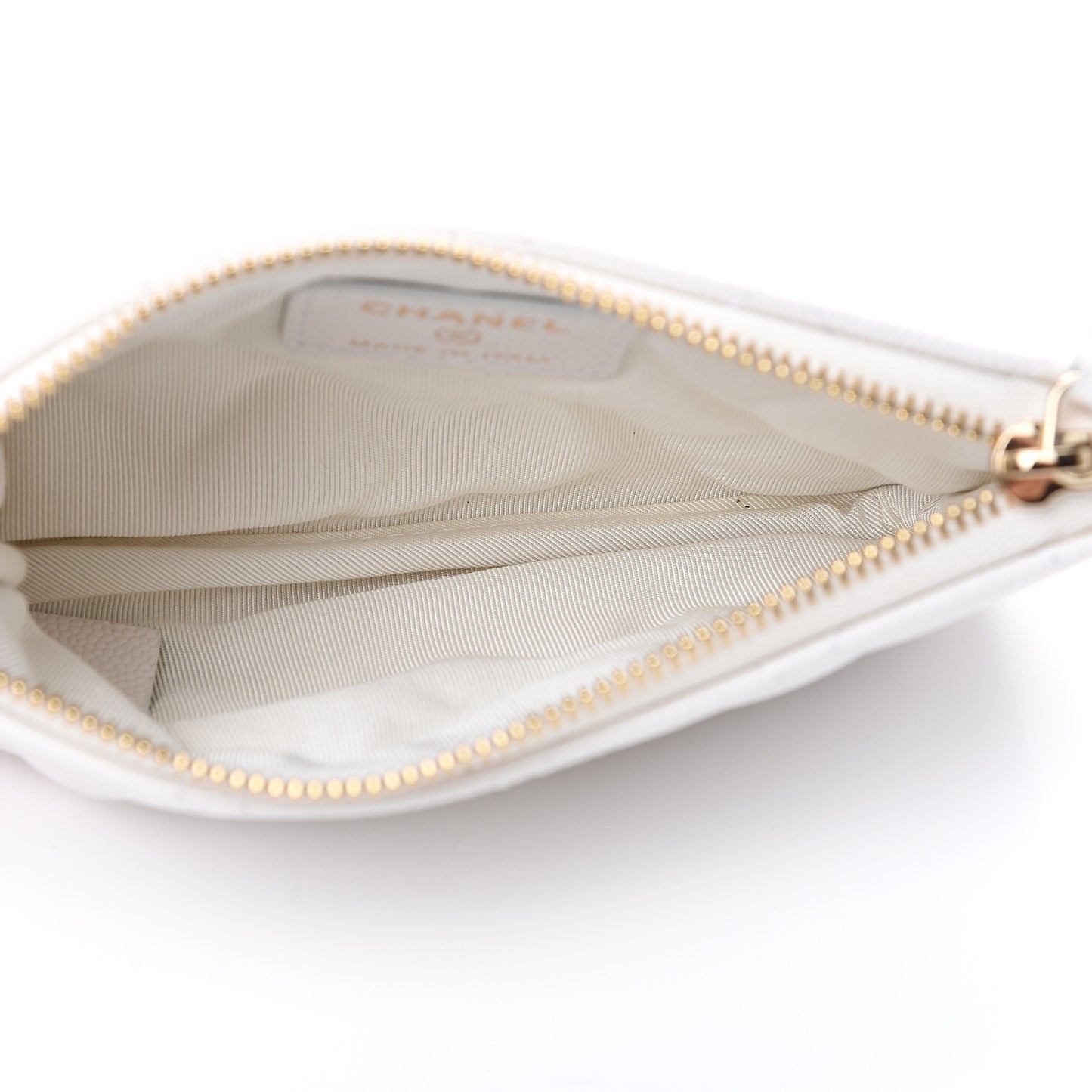 Caviar Quilted Small Cosmetic Case White