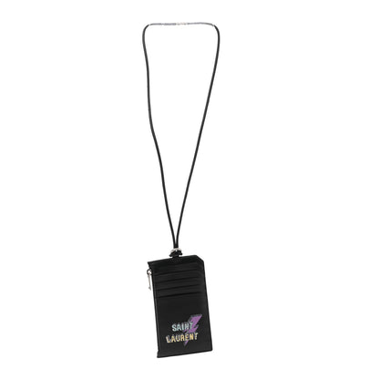 Saint Laurent Calfskin Eclair Fragments Studded Zip Pouch Card Holder Black 3 of 6