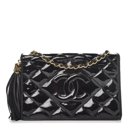 Chanel Patent Tassel Quilted Shoulder Bag Black 1 of 12