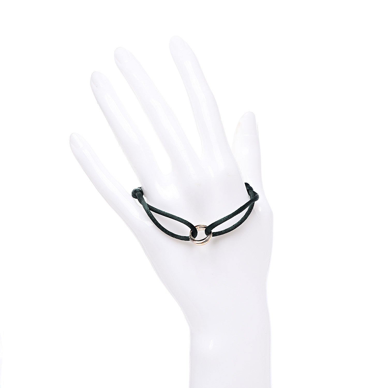 Cartier 18K Pink Yellow White Gold Trinity Adjustable Cord Bracelet Green 2 of 7
