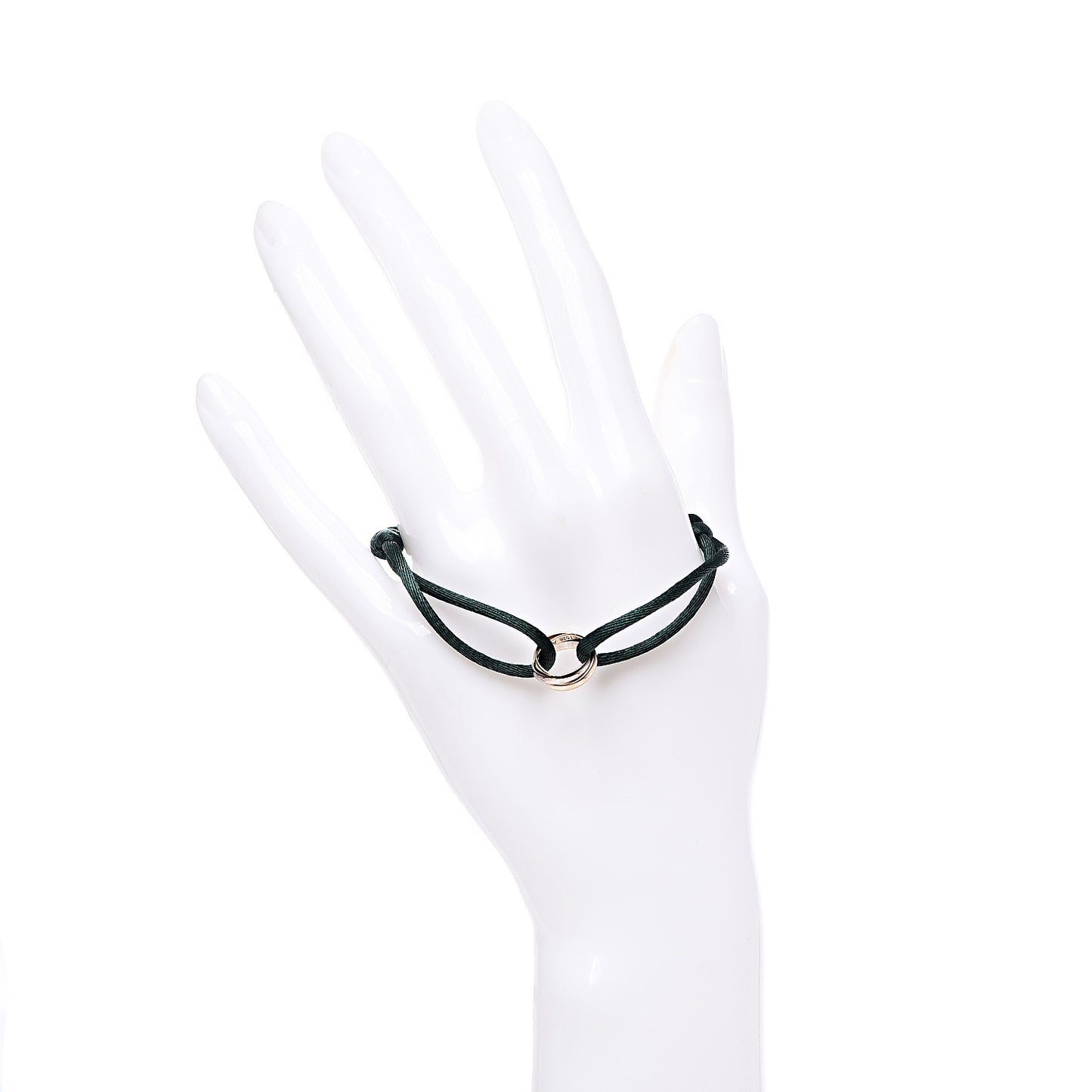 18K Pink Yellow White Gold Trinity Adjustable Cord Bracelet Green