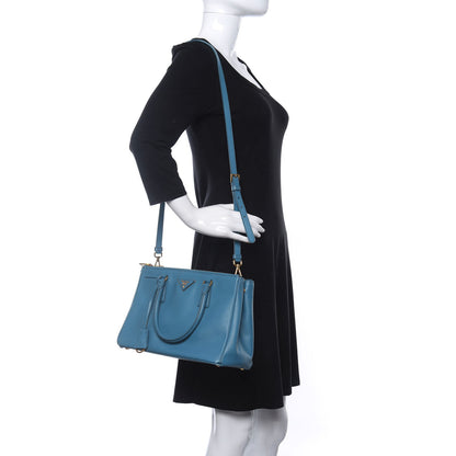 Prada Saffiano Mini Galleria Double Zip Tote Cobalto 2 of 21