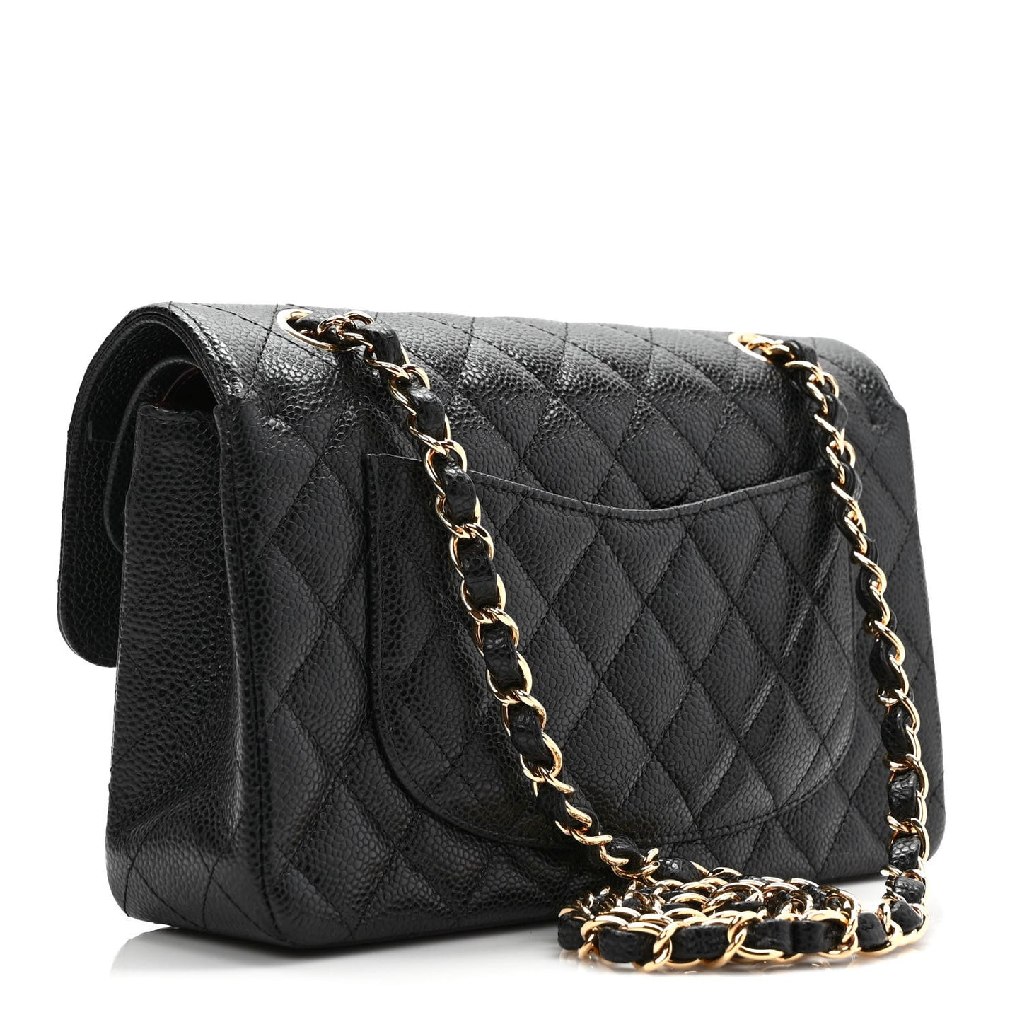 Caviar Quilted Small Double Flap Black