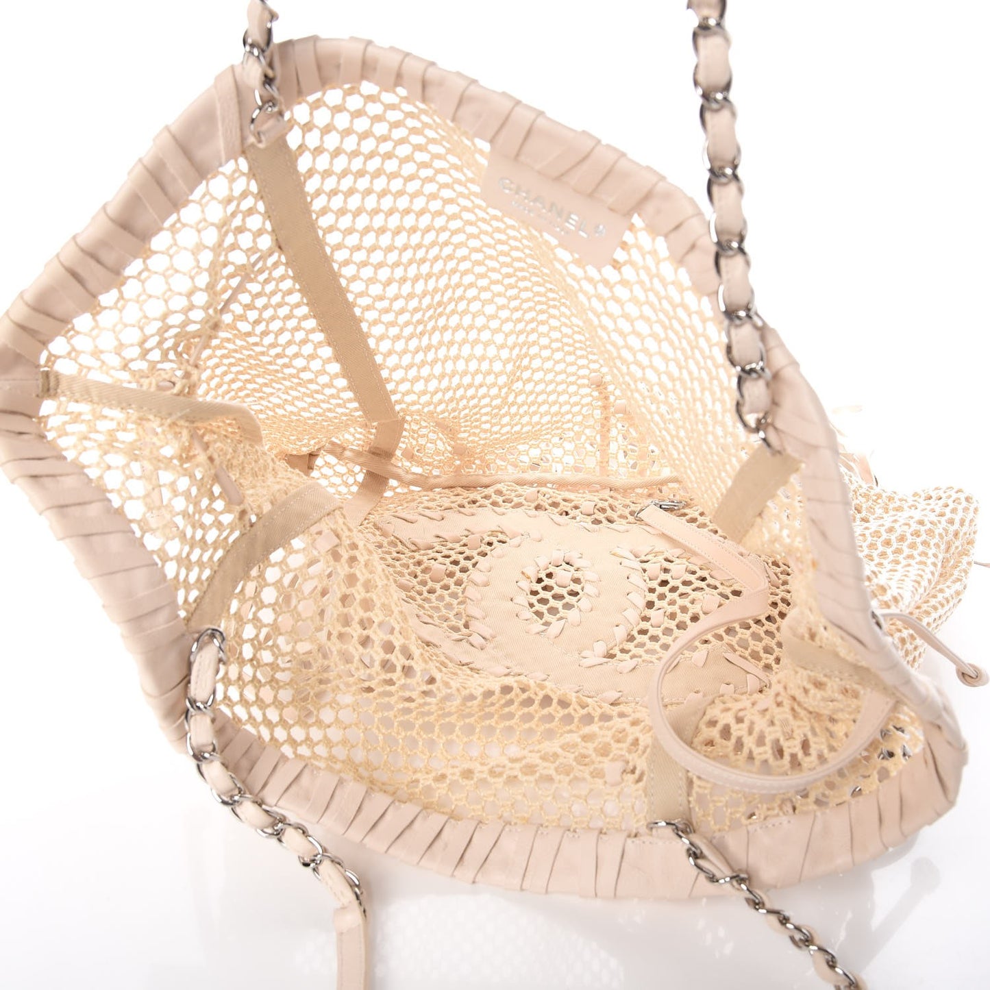 Calfskin Fringe Large La Madrague Tote Dark White