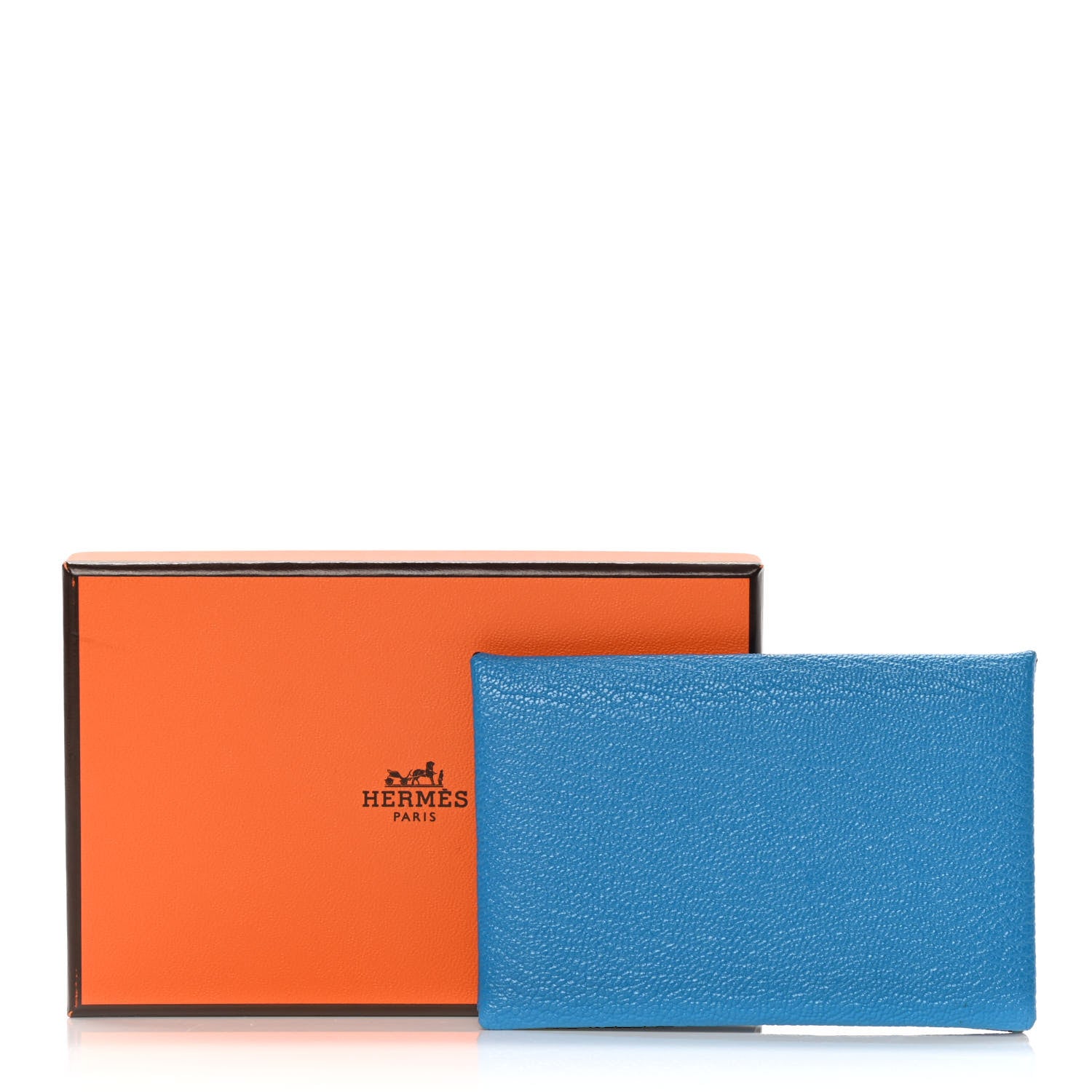 Hermes Chevre Mysore Verso Calvi Card Case Bleu Frida Cuivre 9 of 9
