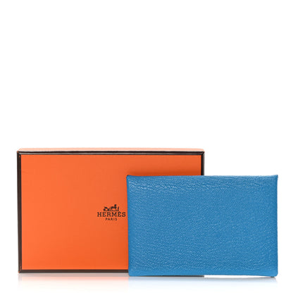 Hermes Chevre Mysore Verso Calvi Card Case Bleu Frida Cuivre 9 of 9