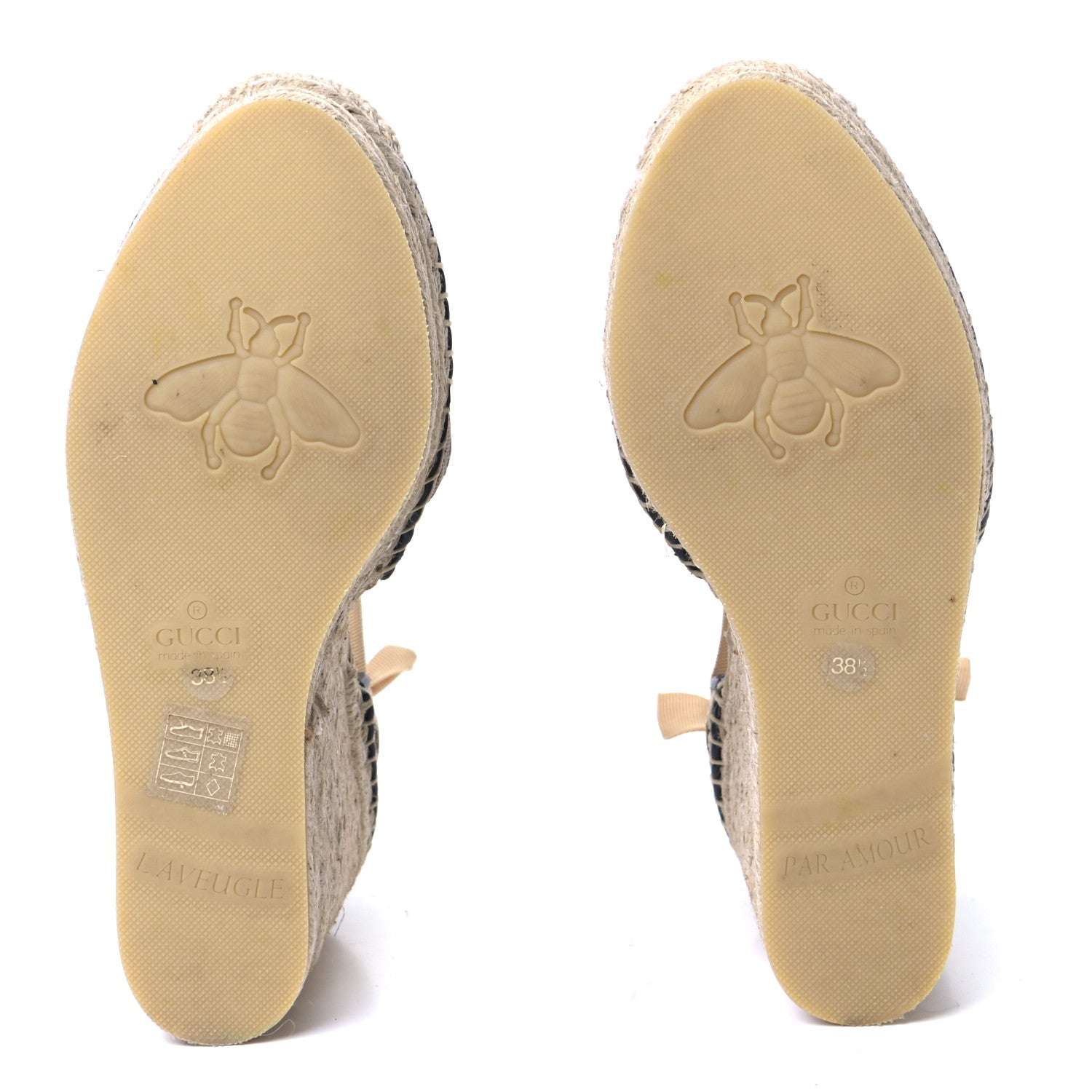 Gucci Monogram Matelasse GG Marmont Ankle Wrap Platform 35/120mm Espadrille Wedges 38.5 Beige Ebony Black Sand Storm 6 of 9