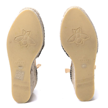 Gucci Monogram Matelasse GG Marmont Ankle Wrap Platform 35/120mm Espadrille Wedges 38.5 Beige Ebony Black Sand Storm 6 of 9