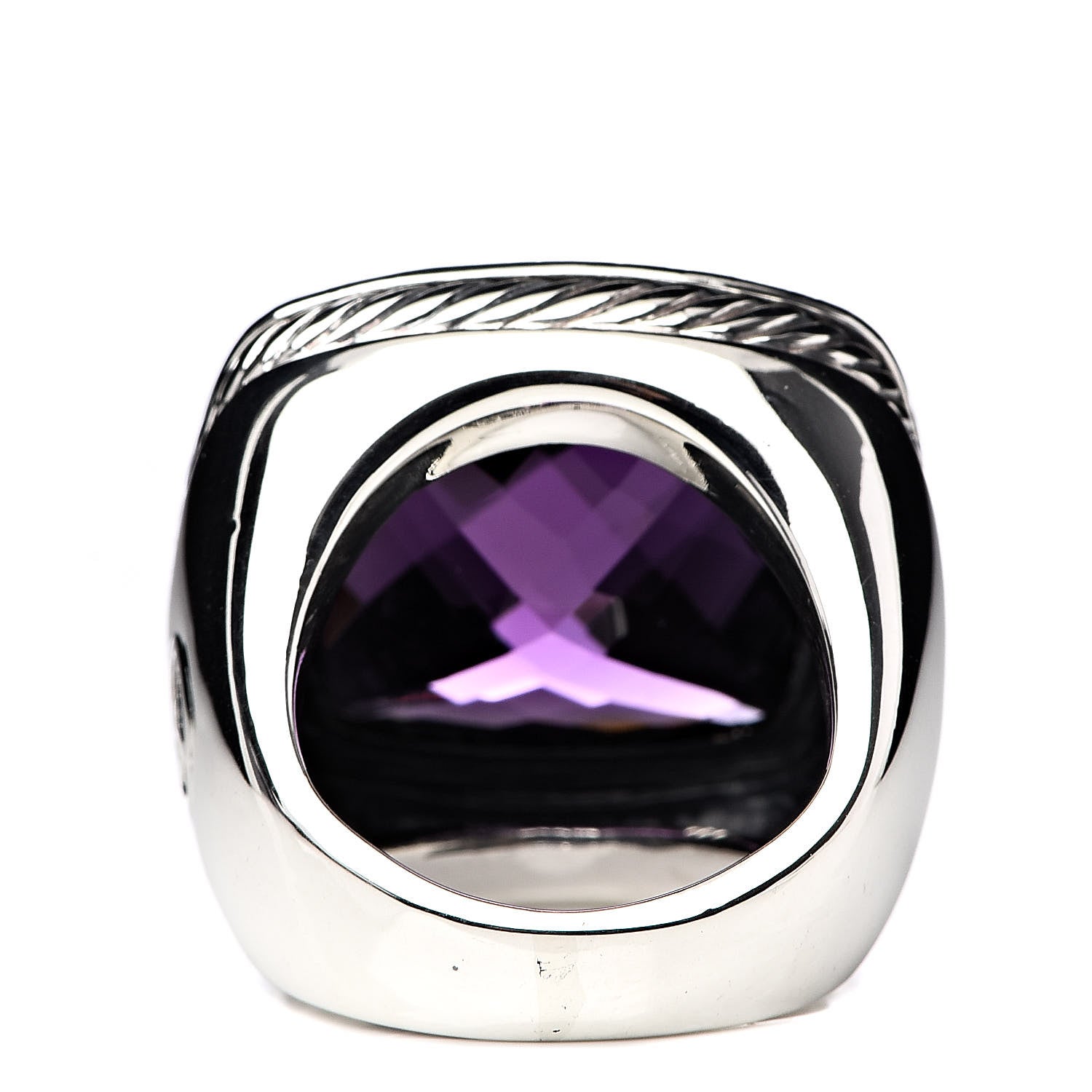 David Yurman Sterling Silver Diamond Amethyst 20mm Albion Statement Ring 52 6 4 of 5