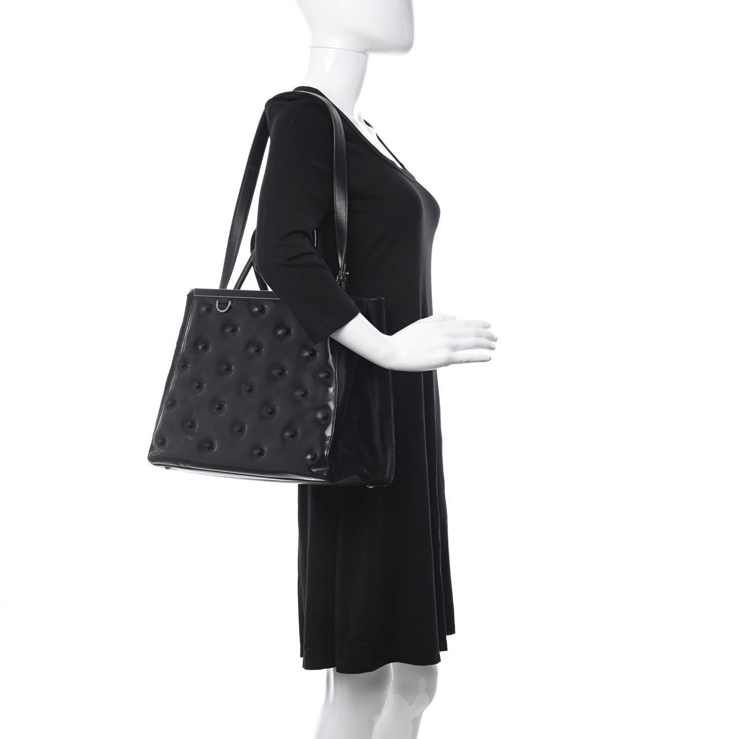 Patent Calf Hair Studded Regular 2Jours Tote Black