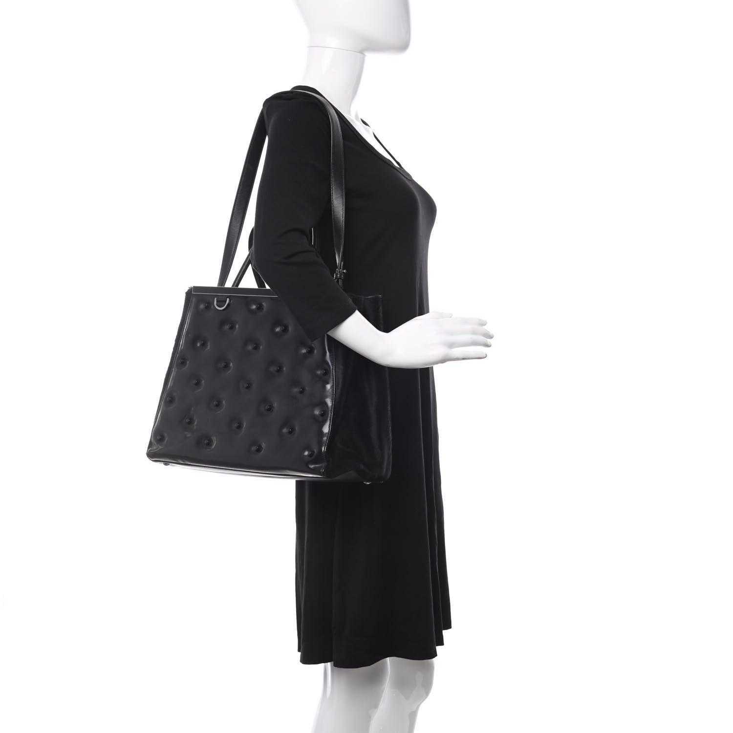 Fendi Patent Calf Hair Studded Regular 2Jours Tote Black 2 of 13