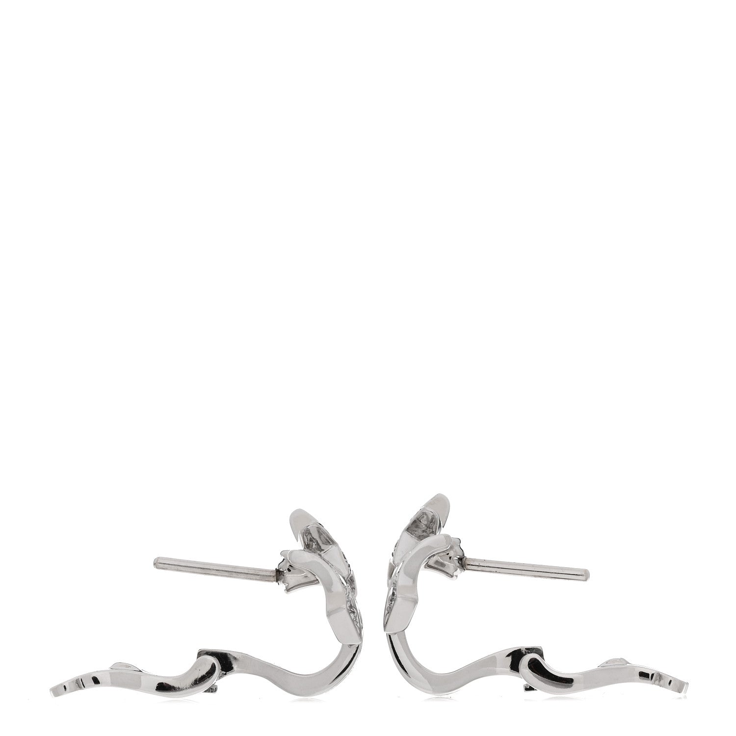 Chanel 18K White Gold Diamond Etoile Filante Earrings 3 of 5