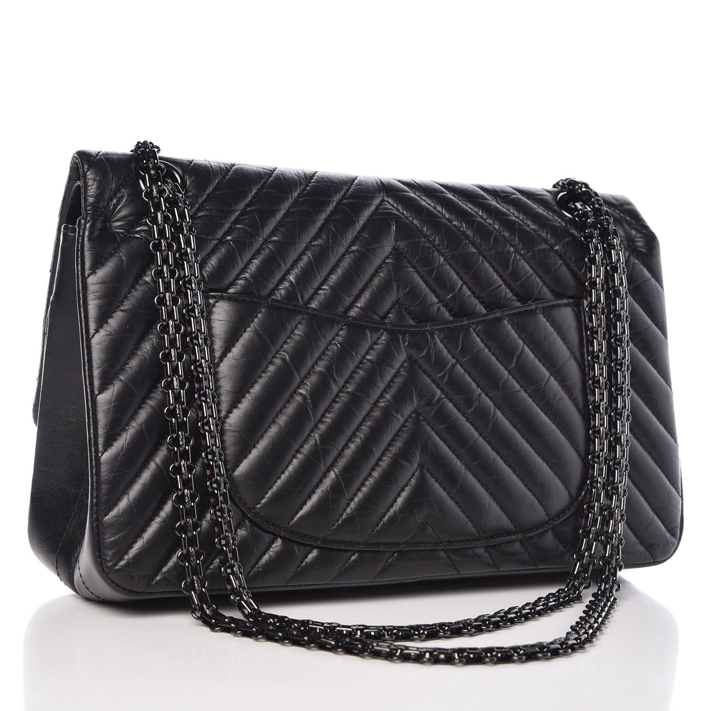 Aged Calfskin Chevron Quilted 2.55 Reissue 226 So Black