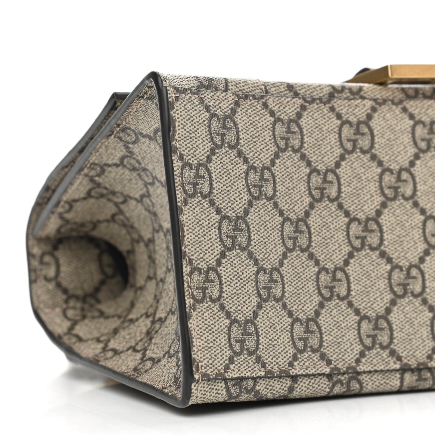 X GUCCI GG Supreme Monogram Small Hourglass Top Handle Bag Beige Ebony